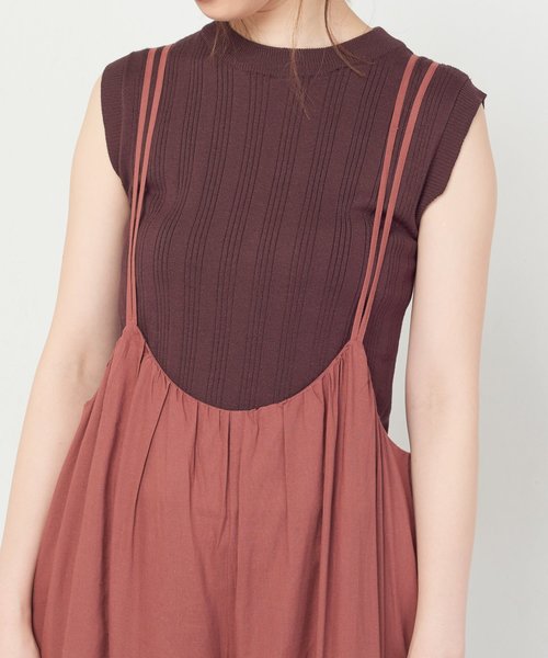 natural couture（ナチュラルクチュール）の「ギャザー×後ろレースアップサロペ（ワンピース・レディース・ブラック/ベージュ/レンガ・FREE）」の16枚目の写真