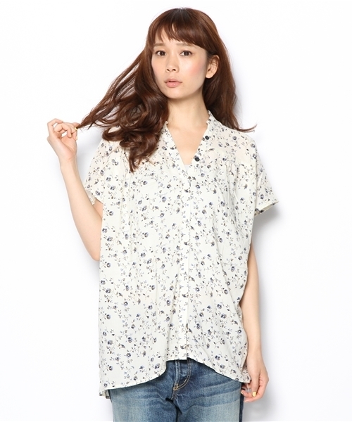 GLOBAL WORK(グローバルワーク)の「【GLOBAL WORK】ギャザープリントブラウス/半袖(シャツ/ブラウス・レディース・ブルー/イエロー/その他/グリーン/グリーン系その他/パープル系その他/イエロー系その他/ホワイト系その他/ネイビー/パープル/グレー/ピンク/ホワイト・MEDIUM/LARGE)」の10枚目の写真