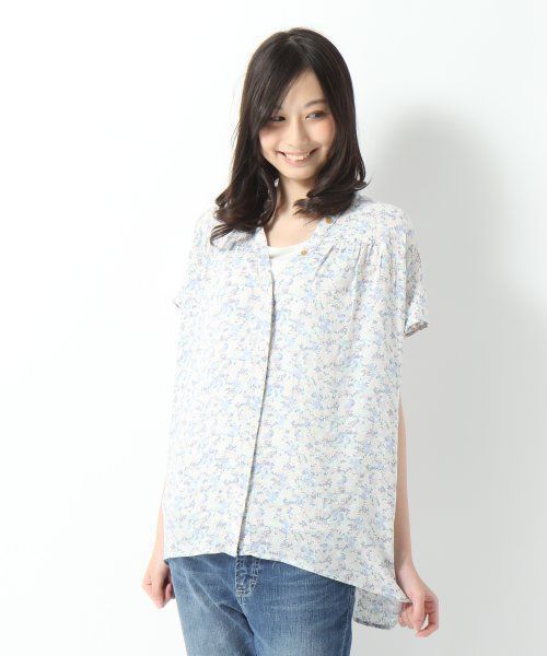 GLOBAL WORK(グローバルワーク)の「【GLOBAL WORK】ギャザープリントブラウス/半袖(シャツ/ブラウス・レディース・ブルー/イエロー/その他/グリーン/グリーン系その他/パープル系その他/イエロー系その他/ホワイト系その他/ネイビー/パープル/グレー/ピンク/ホワイト・MEDIUM/LARGE)」の8枚目の写真