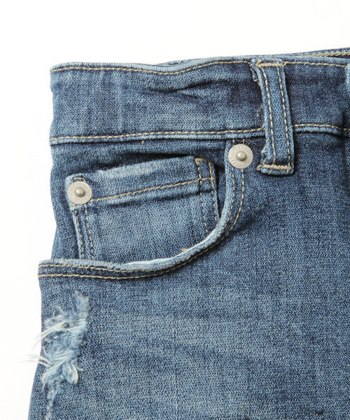 BAYFLOW（ベイフロー）の「[KIDS]デニムリペアスカート（デニムスカート・キッズ・ライトブルー/ロイヤルブルー・X-LARGE/SMALL/MEDIUM/LARGE/XX-LARGE）」の4枚目の写真