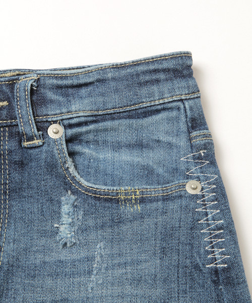 BAYFLOW（ベイフロー）の「[KIDS]デニムリペアスカート（デニムスカート・キッズ・ライトブルー/ロイヤルブルー・X-LARGE/SMALL/MEDIUM/LARGE/XX-LARGE）」の5枚目の写真
