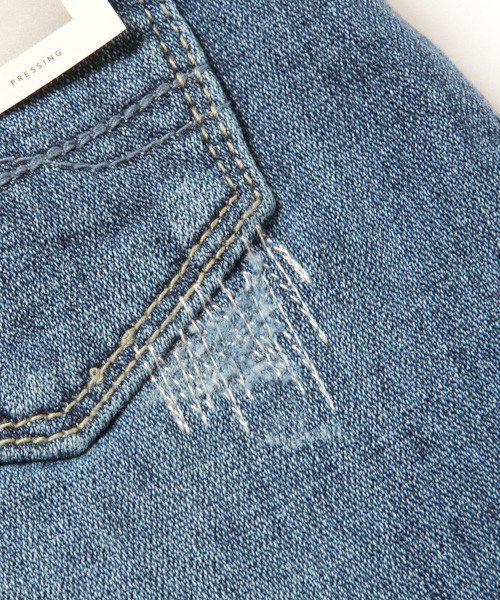 BAYFLOW（ベイフロー）の「[KIDS]デニムリペアスカート（デニムスカート・キッズ・ライトブルー/ロイヤルブルー・X-LARGE/SMALL/MEDIUM/LARGE/XX-LARGE）」の14枚目の写真