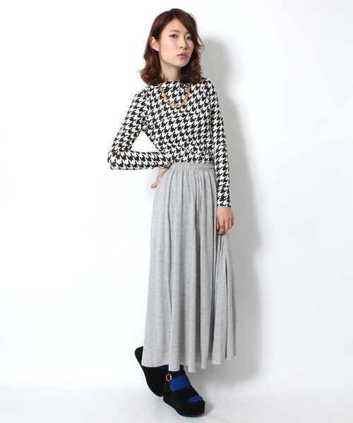 WEGO（ウィゴー）の「WEGO/マキシスカート（スカート・レディース・オフホワイト/ブラック/杢グレー/ネイビー/ワイン・FREE）」の4枚目の写真