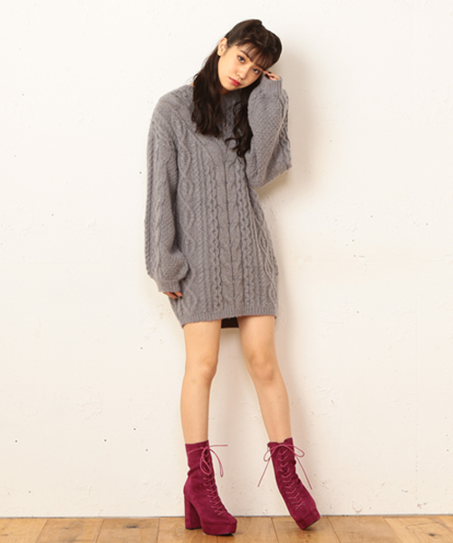 SPIRALGIRL(スパイラルガール)の「【洗える】Hug Meニットワンピース(ワンピース・レディース・グレー/オフホワイト/ピンク/ブルー・FREE)」の20枚目の写真
