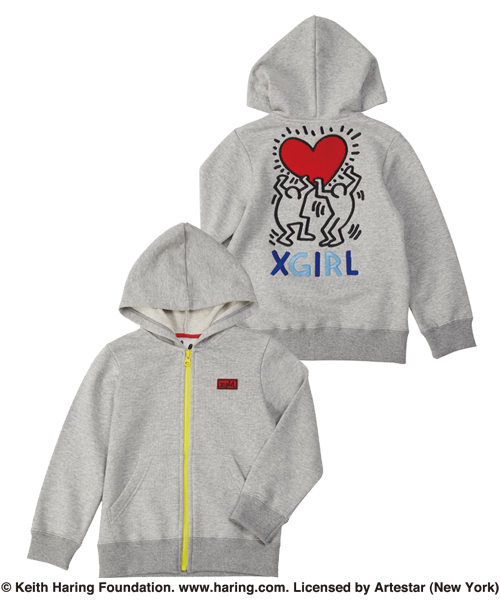 X-girl Stages（エックスガールステージス）の「“Keith  Haring”  ZIP-UP  SWEAT  HOODIE (4T～7T)（パーカー・キッズ・ブラック/アッシュ・4T/5T/6T/7T）」の2枚目の写真