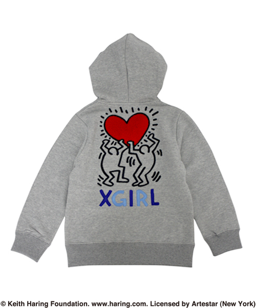 X-girl Stages（エックスガールステージス）の「“Keith  Haring”  ZIP-UP  SWEAT  HOODIE (4T～7T)（パーカー・キッズ・ブラック/アッシュ・4T/5T/6T/7T）」の4枚目の写真