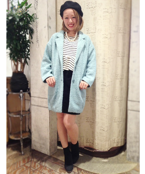 Chico（チコ）の「ツイードビッグカラーコート（その他アウター・レディース・ブラック/キャメル/ライトブルー・FREE）」の3枚目の写真