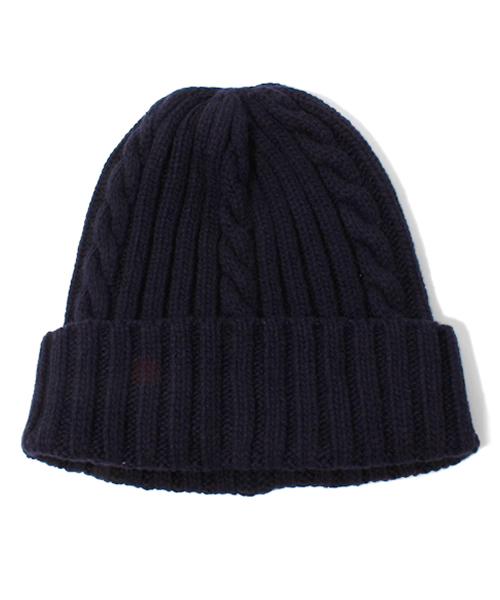 SHIPS JET BLUE（シップスジェットブルー）の「JB: ラムウール/ケーブルワッチキャップ（ニットキャップ/ビーニー・メンズ・ワイン/グリーン/ネイビー・ONE SIZE）」の3枚目の写真