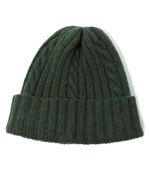 SHIPS JET BLUE（シップスジェットブルー）の「JB: ラムウール/ケーブルワッチキャップ（ニットキャップ/ビーニー・メンズ・ワイン/グリーン/ネイビー・ONE SIZE）」の2枚目の写真