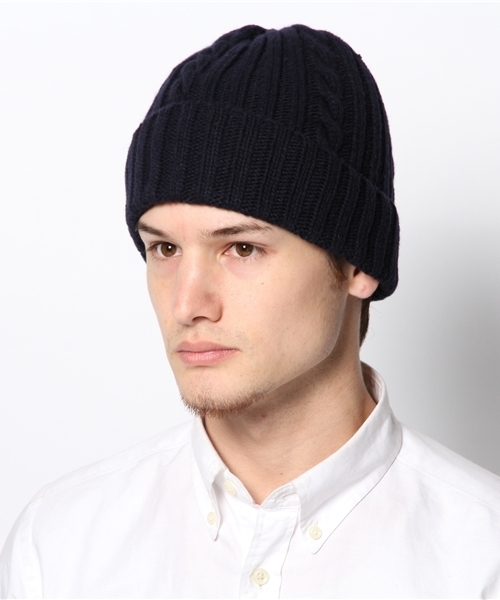 SHIPS JET BLUE（シップスジェットブルー）の「JB: ラムウール/ケーブルワッチキャップ（ニットキャップ/ビーニー・メンズ・ワイン/グリーン/ネイビー・ONE SIZE）」の7枚目の写真