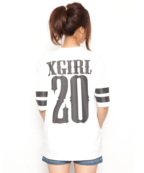 X-girl（エックスガール）の「NUMBERING BIG TOP（Tシャツ/カットソー・レディース・ホワイト/ブラック/ブルー・1/2）」の12枚目の写真