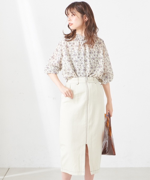 natural couture(ナチュラルクチュール)の「プチハイシャーリングブラウス(シャツ/ブラウス・レディース・ホワイト系その他/ベージュ/ホワイト/オフホワイト/サックスブルー・FREE)」の10枚目の写真