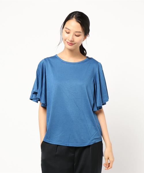 KOBE LETTUCE（コウベレタス）の「スリットフレアケープスリーブカットソートップス（Tシャツ/カットソー・レディース・ブラック/ベージュ/ブルー/パープル系その他・FREE）」の4枚目の写真