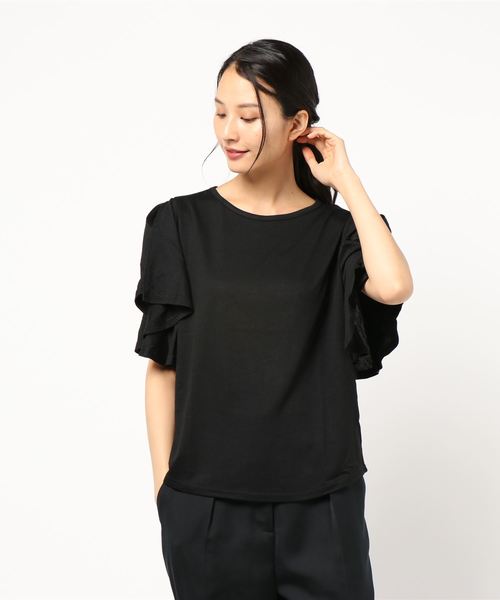 KOBE LETTUCE（コウベレタス）の「スリットフレアケープスリーブカットソートップス（Tシャツ/カットソー・レディース・ブラック/ベージュ/ブルー/パープル系その他・FREE）」の12枚目の写真