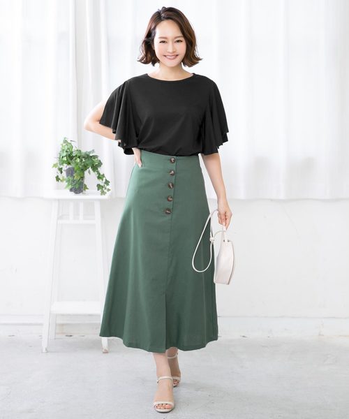 KOBE LETTUCE（コウベレタス）の「スリットフレアケープスリーブカットソートップス（Tシャツ/カットソー・レディース・ブラック/ベージュ/ブルー/パープル系その他・FREE）」の13枚目の写真