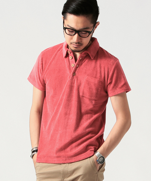 BEAMS(ビームス)の「○BEAMS / ピグメントパイル ポロシャツ(ポロシャツ・メンズ・レッド/インディゴブルー・MEDIUM/LARGE/SMALL)」の1枚目の写真