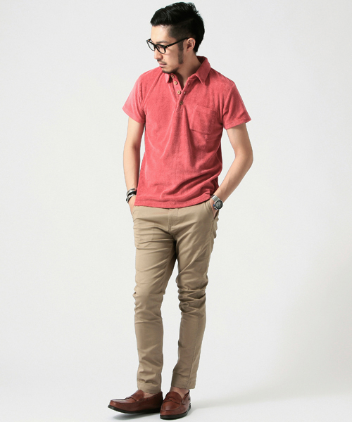 BEAMS(ビームス)の「○BEAMS / ピグメントパイル ポロシャツ(ポロシャツ・メンズ・レッド/インディゴブルー・MEDIUM/LARGE/SMALL)」の14枚目の写真