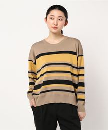ボーダーコットンニット