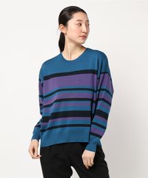 ボーダーコットンニット