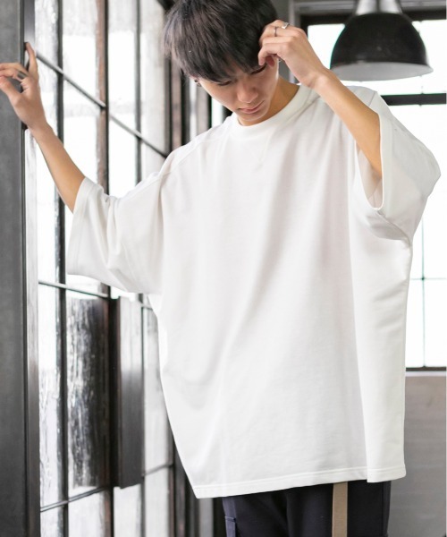 Beno（ビーノ）の「TCミニ裏毛 / ドロップショルダー ルーズ シルエット Tシャツ（Tシャツ/カットソー・メンズ・パープル/ブラック/サックスブルー/ホワイト/ピンク/ベージュ・FREE）」の2枚目の写真