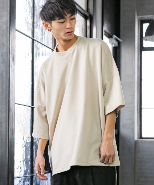 Beno（ビーノ）の「TCミニ裏毛 / ドロップショルダー ルーズ シルエット Tシャツ（Tシャツ/カットソー・メンズ・パープル/ブラック/サックスブルー/ホワイト/ピンク/ベージュ・FREE）」の11枚目の写真