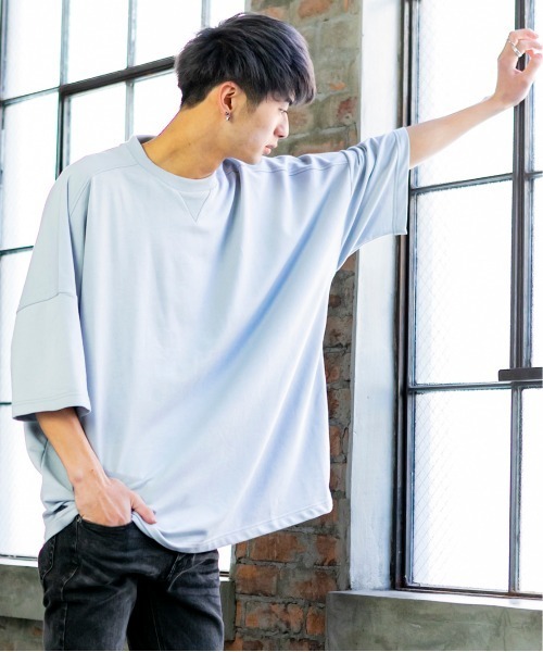 Beno（ビーノ）の「TCミニ裏毛 / ドロップショルダー ルーズ シルエット Tシャツ（Tシャツ/カットソー・メンズ・パープル/ブラック/サックスブルー/ホワイト/ピンク/ベージュ・FREE）」の17枚目の写真