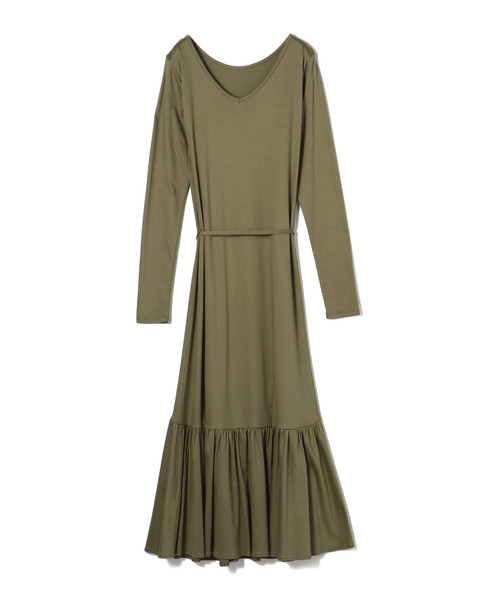 ESTNATION（エストネーション）の「ESTNATION / スムースティアードジャージーワンピース（ワンピース・レディース・ブラック/カーキ・38）」の6枚目の写真