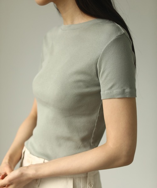 TODAYFUL（トゥデイフル）の「ソフトリブTシャツ（Tシャツ/カットソー・レディース・チャコールグレー/オフホワイト/ミント/ベージュ系その他・FREE）」の9枚目の写真