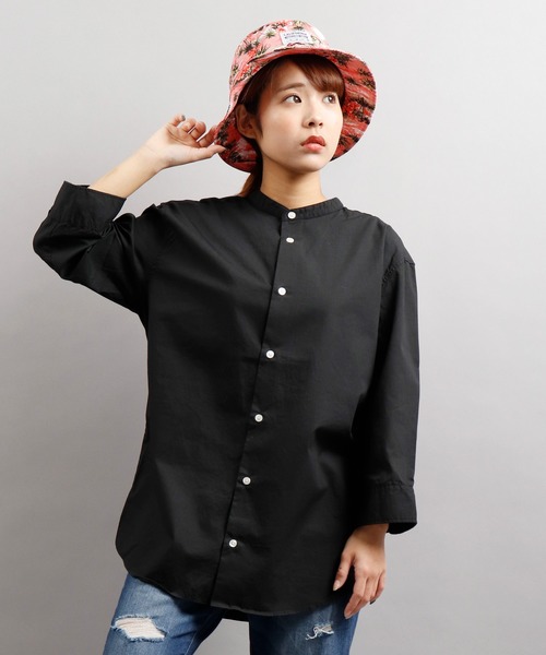 garsonwave(ギャルソンウェーブ)の「日本製 ワンウォッシュバンドカラー7分袖シャツ(シャツ/ブラウス・メンズ・ホワイト/ブラック/ネイビー/サックスブルー・M/L/LL)」の3枚目の写真