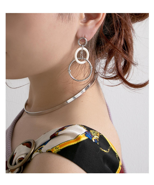 Newlyme（ニューリーミー）の「コンビネーションリングピアス（ピアス（両耳用）・レディース・その他/ブラック×シルバー/ホワイト×シルバー・FREE）」の5枚目の写真