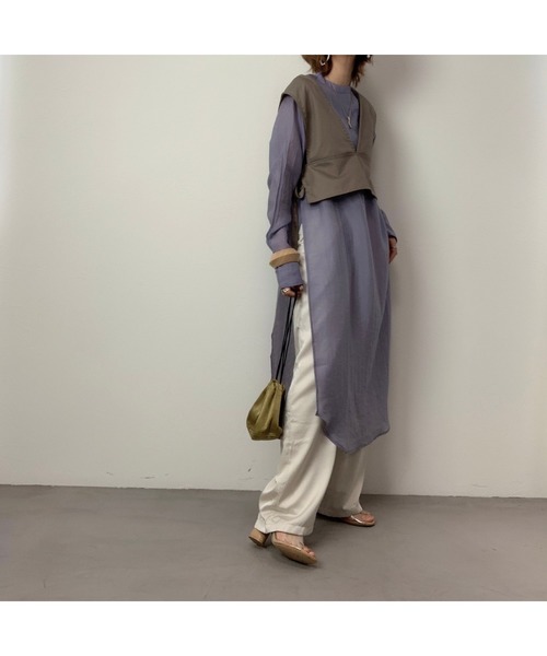 CFT.（シフト）の「CFT.Sheer slit long SH (シアースリットロングシャツ)（シャツ/ブラウス・レディース・アイボリー/ライトグレー/ミント/ライトパープル・FREE）」の13枚目の写真