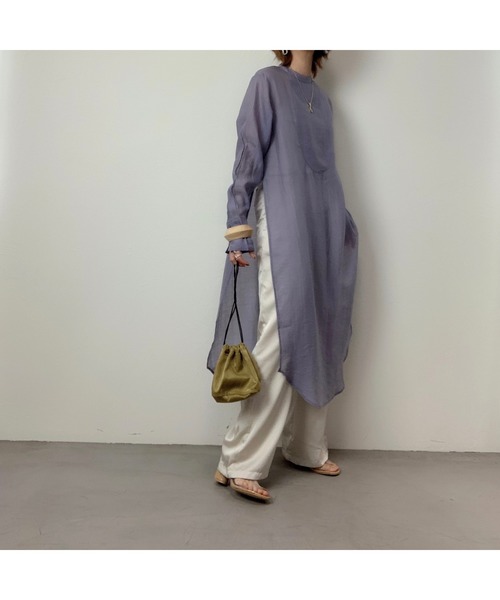 CFT.（シフト）の「CFT.Sheer slit long SH (シアースリットロングシャツ)（シャツ/ブラウス・レディース・アイボリー/ライトグレー/ミント/ライトパープル・FREE）」の5枚目の写真