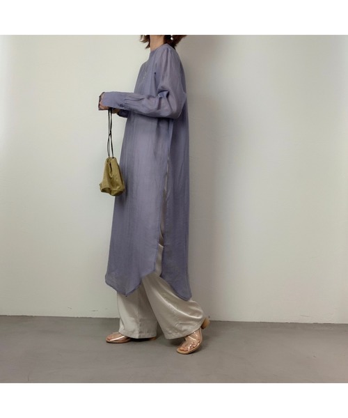 CFT.（シフト）の「CFT.Sheer slit long SH (シアースリットロングシャツ)（シャツ/ブラウス・レディース・アイボリー/ライトグレー/ミント/ライトパープル・FREE）」の8枚目の写真