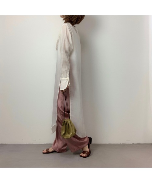 CFT.（シフト）の「CFT.Sheer slit long SH (シアースリットロングシャツ)（シャツ/ブラウス・レディース・アイボリー/ライトグレー/ミント/ライトパープル・FREE）」の22枚目の写真