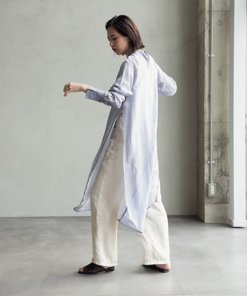 シャツ+ブラウス(長袖+七分) CFT. sheer tops/high waist straight PT CFT. sheer tops/high waist straight PTの通販 by M'sshop ｜ラクマ