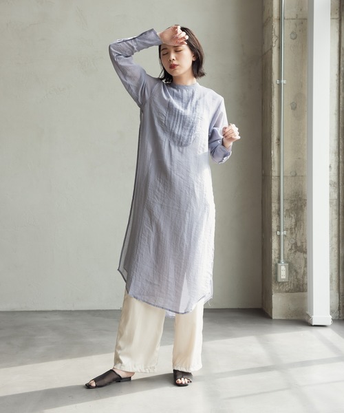 セール】CFT.Sheer slit long SH (シアースリットロングシャツ