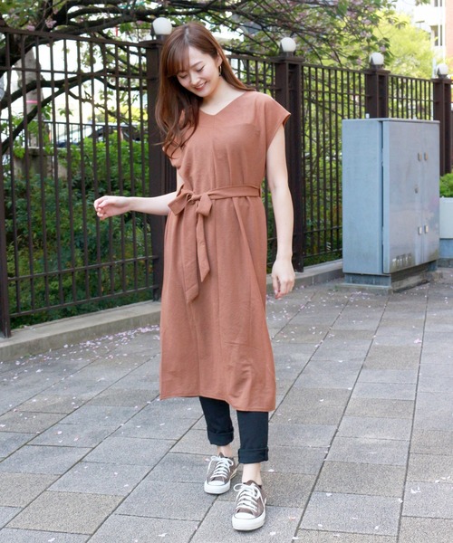 セール Tone Select Wear Vネックウエスト紐カットワンピース Mi ワンピース Tone Select Wear トーンセレクトウェア のファッション通販 Zozotown