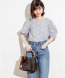 natural couture | 【WEB限定カラー有り】シアーマーガレット刺繍インナー付きブラウス(シャツ/ブラウス)