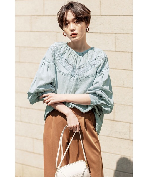GeeRA（ジーラ）の「レース切替ブラウス（シャツ/ブラウス・レディース・ブルー/ブラック/ホワイト・SMALL/X-LARGE/MEDIUM/LARGE/XX-LARGE）」の11枚目の写真