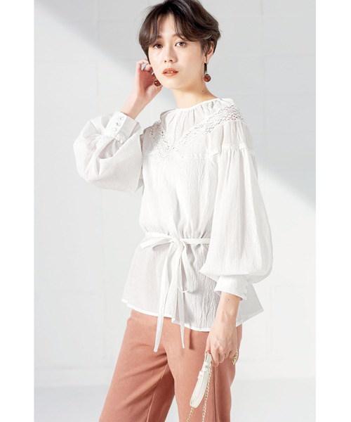 GeeRA（ジーラ）の「レース切替ブラウス（シャツ/ブラウス・レディース・ブルー/ブラック/ホワイト・SMALL/X-LARGE/MEDIUM/LARGE/XX-LARGE）」の9枚目の写真