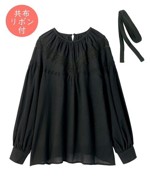 GeeRA（ジーラ）の「レース切替ブラウス（シャツ/ブラウス・レディース・ブルー/ブラック/ホワイト・SMALL/X-LARGE/MEDIUM/LARGE/XX-LARGE）」の5枚目の写真