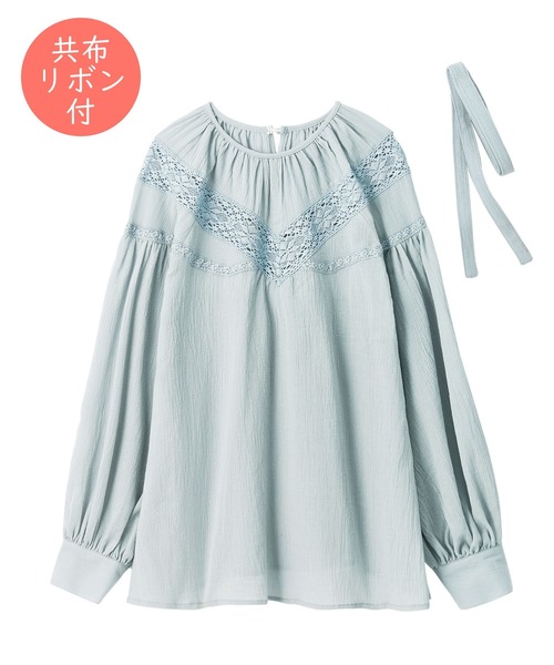 GeeRA（ジーラ）の「レース切替ブラウス（シャツ/ブラウス・レディース・ブルー/ブラック/ホワイト・SMALL/X-LARGE/MEDIUM/LARGE/XX-LARGE）」の6枚目の写真