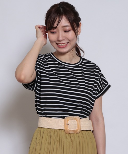 Cheek(チーク)の「フレンチTシャツ(Tシャツ/カットソー・レディース・キナリ/モスグリーン/ダークブルー/ピンク/その他/その他1・MEDIUM)」の6枚目の写真