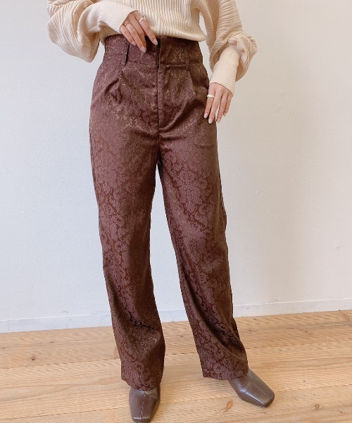 VANNIE U（ヴァニーユー）の「ツヤっぽジャガードパンツ（その他パンツ・レディース・ブルー/ブラウン/ベージュ・FREE/SMALL）」の10枚目の写真