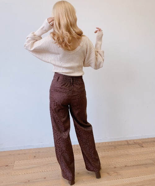 VANNIE U（ヴァニーユー）の「ツヤっぽジャガードパンツ（その他パンツ・レディース・ブルー/ブラウン/ベージュ・FREE/SMALL）」の13枚目の写真