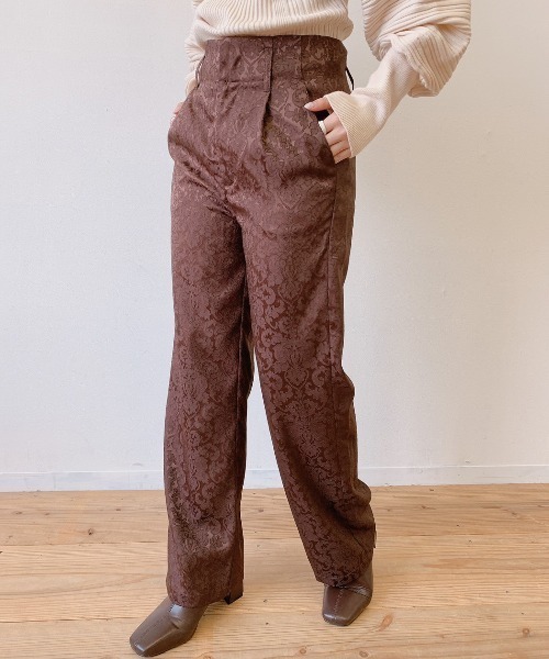 VANNIE U（ヴァニーユー）の「ツヤっぽジャガードパンツ（その他パンツ・レディース・ブルー/ブラウン/ベージュ・FREE/SMALL）」の4枚目の写真