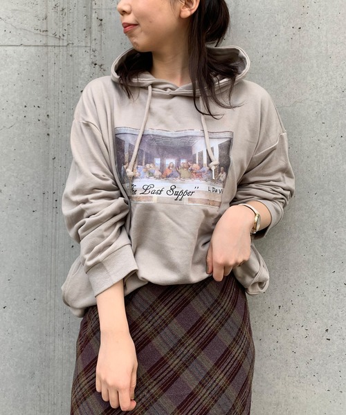 STYLEBLOCK（スタイルブロック）の「裏毛アートプリントビッグシルエットプルオーバー（パーカー・メンズ・ブラック系その他/ベージュ系その他/ホワイト系その他2/ベージュ/ホワイト/ブラック/ブラウン/ブラック系その他2/ホワイト系その他・M/LL/L）」の8枚目の写真