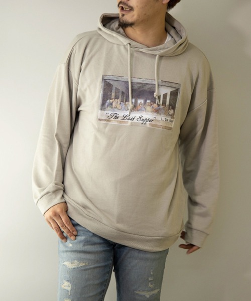 STYLEBLOCK（スタイルブロック）の「裏毛アートプリントビッグシルエットプルオーバー（パーカー・メンズ・ブラック系その他/ベージュ系その他/ホワイト系その他2/ベージュ/ホワイト/ブラック/ブラウン/ブラック系その他2/ホワイト系その他・M/LL/L）」の20枚目の写真