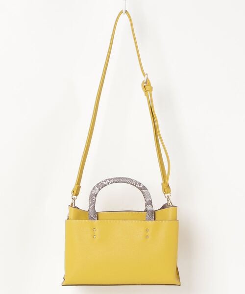 artemis by DIANA（アルテミスバイダイアナ）の「異素材コンビ２WAYミニバッグ（ハンドバッグ・レディース・イエロー/ブラック/ベージュ/ホワイト/グレー・FREE）」の5枚目の写真