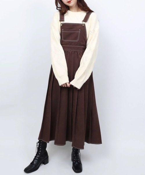 WC（ダブル シー）の「WC/プリーツロングジャンスカ（ジャンパースカート・レディース・ブラウン/ブラック・FREE）」の2枚目の写真